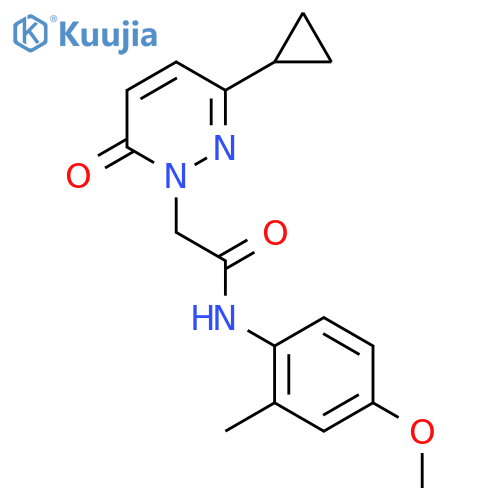2-(3-cyclopropyl-6-oxo-1,6-dihydropyridazin-1-yl)-N-(4-methoxy-2-methylphenyl)acetamide structure