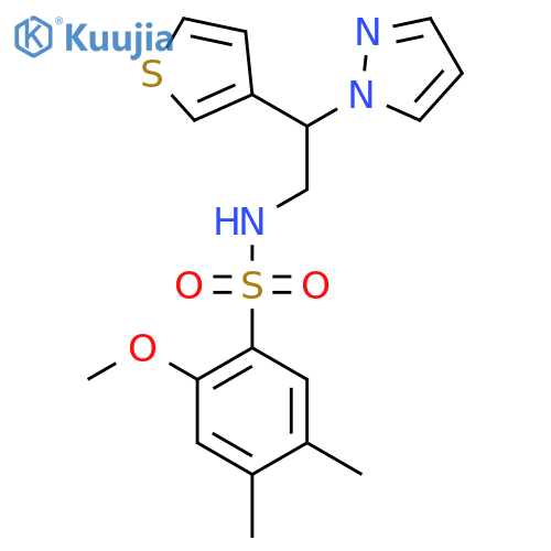 2-methoxy-4,5-dimethyl-N-[2-(1H-pyrazol-1-yl)-2-(thiophen-3-yl)ethyl]benzene-1-sulfonamide structure