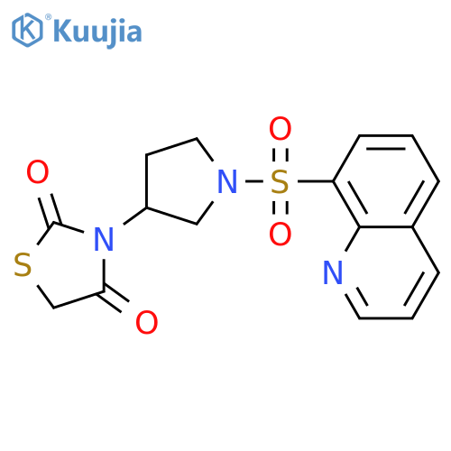 3-(1-quinolin-8-ylsulfonylpyrrolidin-3-yl)-1,3-thiazolidine-2,4-dione structure