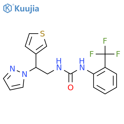 3-2-(1H-pyrazol-1-yl)-2-(thiophen-3-yl)ethyl-1-2-(trifluoromethyl)phenylurea structure