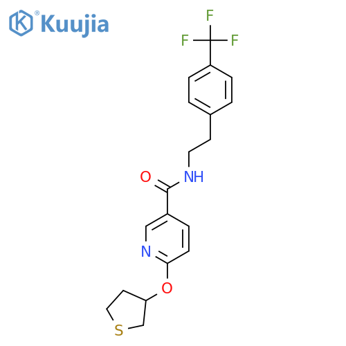 6-((tetrahydrothiophen-3-yl)oxy)-N-(4-(trifluoromethyl)phenethyl)nicotinamide structure
