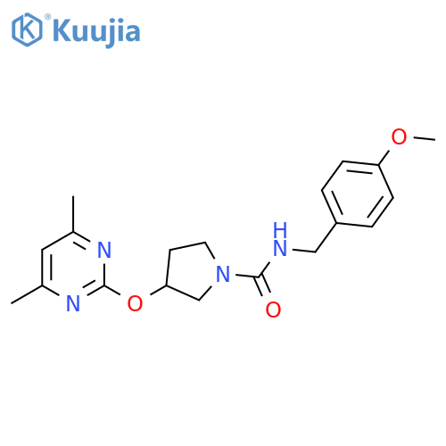 3-((4,6-dimethylpyrimidin-2-yl)oxy)-N-(4-methoxybenzyl)pyrrolidine-1-carboxamide structure