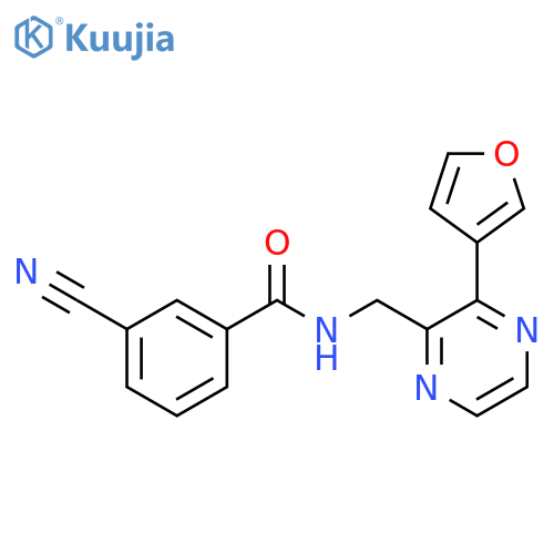 3-cyano-N-{3-(furan-3-yl)pyrazin-2-ylmethyl}benzamide structure