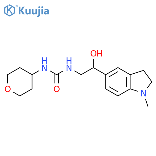3-[2-hydroxy-2-(1-methyl-2,3-dihydro-1H-indol-5-yl)ethyl]-1-(oxan-4-yl)urea structure