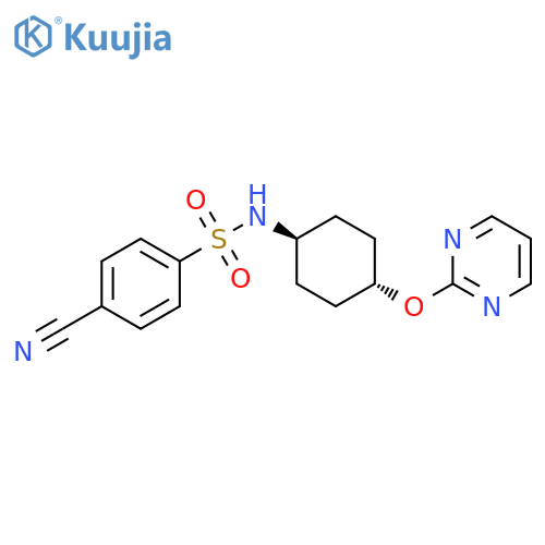 4-cyano-N-[(1r,4r)-4-(pyrimidin-2-yloxy)cyclohexyl]benzene-1-sulfonamide structure