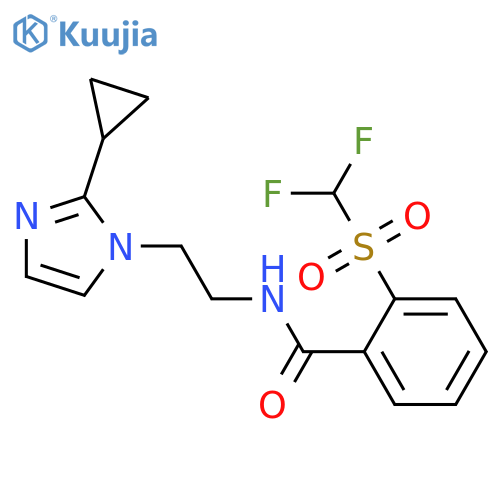 N-[2-(2-cyclopropyl-1H-imidazol-1-yl)ethyl]-2-difluoromethanesulfonylbenzamide structure