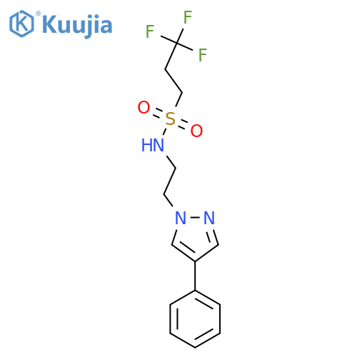 3,3,3-trifluoro-N-2-(4-phenyl-1H-pyrazol-1-yl)ethylpropane-1-sulfonamide structure