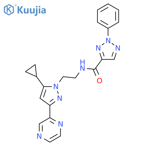 N-{2-5-cyclopropyl-3-(pyrazin-2-yl)-1H-pyrazol-1-ylethyl}-2-phenyl-2H-1,2,3-triazole-4-carboxamide structure