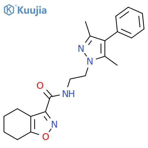 N-[2-(3,5-dimethyl-4-phenyl-1H-pyrazol-1-yl)ethyl]-4,5,6,7-tetrahydro-1,2-benzoxazole-3-carboxamide structure