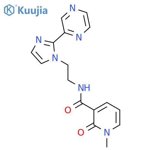 1-methyl-2-oxo-N-{2-[2-(pyrazin-2-yl)-1H-imidazol-1-yl]ethyl}-1,2-dihydropyridine-3-carboxamide structure