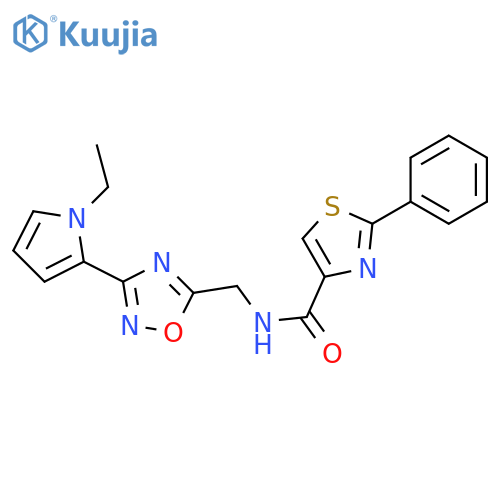 N-{[3-(1-ethyl-1H-pyrrol-2-yl)-1,2,4-oxadiazol-5-yl]methyl}-2-phenyl-1,3-thiazole-4-carboxamide structure