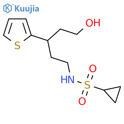 N-[5-hydroxy-3-(thiophen-2-yl)pentyl]cyclopropanesulfonamide structure