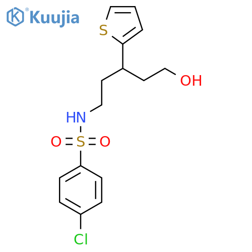 4-chloro-N-[5-hydroxy-3-(thiophen-2-yl)pentyl]benzene-1-sulfonamide structure