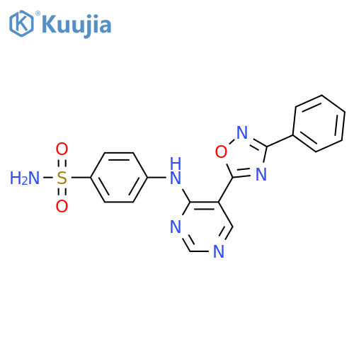 4-{[5-(3-phenyl-1,2,4-oxadiazol-5-yl)pyrimidin-4-yl]amino}benzene-1-sulfonamide structure