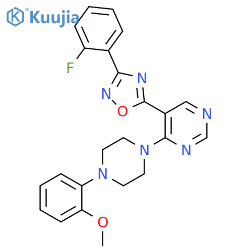 5-[3-(2-fluorophenyl)-1,2,4-oxadiazol-5-yl]-4-[4-(2-methoxyphenyl)piperazin-1-yl]pyrimidine structure