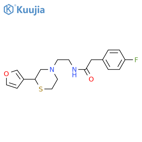 2-(4-fluorophenyl)-N-2-(furan-3-yl)-2-(thiomorpholin-4-yl)ethylacetamide structure