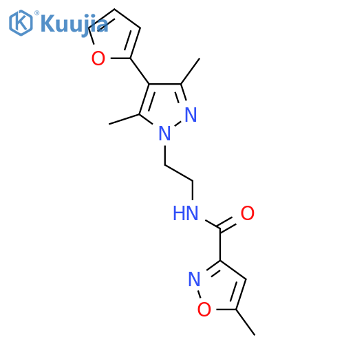 N-{2-[4-(furan-2-yl)-3,5-dimethyl-1H-pyrazol-1-yl]ethyl}-5-methyl-1,2-oxazole-3-carboxamide structure