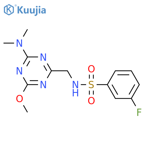 N-{4-(dimethylamino)-6-methoxy-1,3,5-triazin-2-ylmethyl}-3-fluorobenzene-1-sulfonamide structure