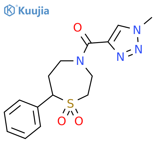 4-(1-methyl-1H-1,2,3-triazole-4-carbonyl)-7-phenyl-1lambda6,4-thiazepane-1,1-dione structure