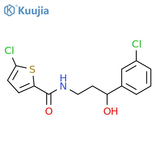 5-chloro-N-[3-(3-chlorophenyl)-3-hydroxypropyl]thiophene-2-carboxamide structure