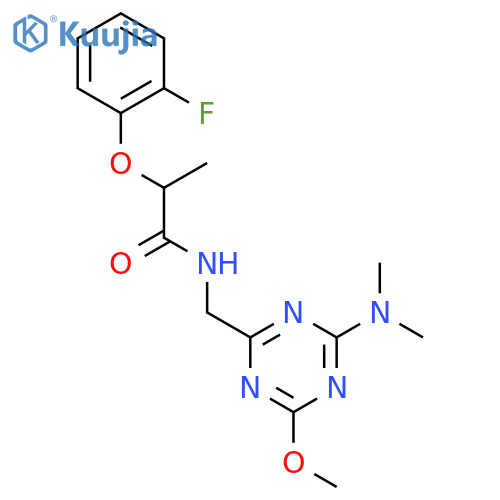 N-{4-(dimethylamino)-6-methoxy-1,3,5-triazin-2-ylmethyl}-2-(2-fluorophenoxy)propanamide structure