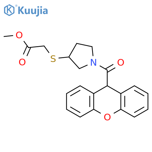 methyl 2-{[1-(9H-xanthene-9-carbonyl)pyrrolidin-3-yl]sulfanyl}acetate structure