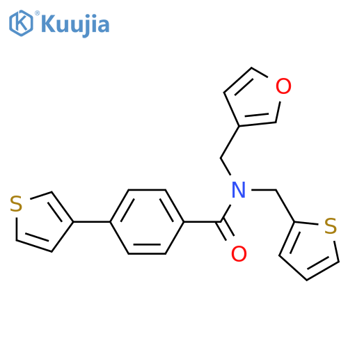 N-[(furan-3-yl)methyl]-N-[(thiophen-2-yl)methyl]-4-(thiophen-3-yl)benzamide structure