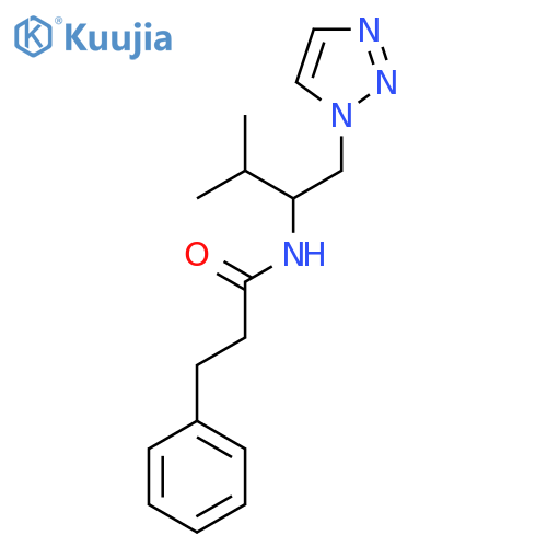 N-[3-methyl-1-(1H-1,2,3-triazol-1-yl)butan-2-yl]-3-phenylpropanamide structure