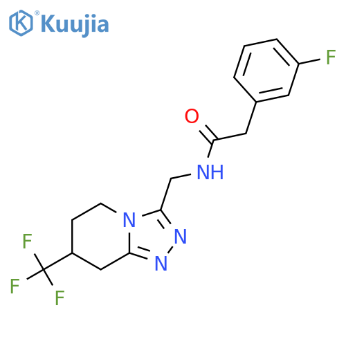 2-(3-fluorophenyl)-N-{7-(trifluoromethyl)-5H,6H,7H,8H-1,2,4triazolo4,3-apyridin-3-ylmethyl}acetamide structure