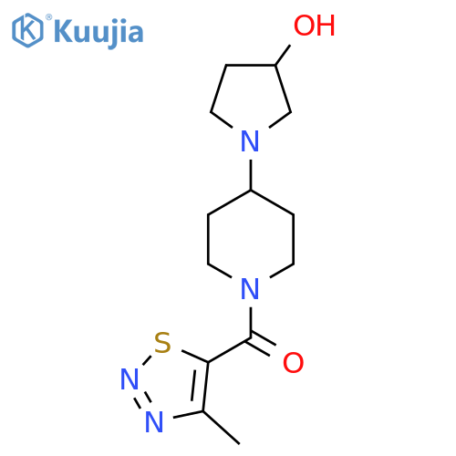 1-1-(4-methyl-1,2,3-thiadiazole-5-carbonyl)piperidin-4-ylpyrrolidin-3-ol structure