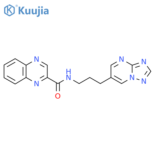N-(3-([1,2,4]triazolo[1,5-a]pyrimidin-6-yl)propyl)quinoxaline-2-carboxamide structure