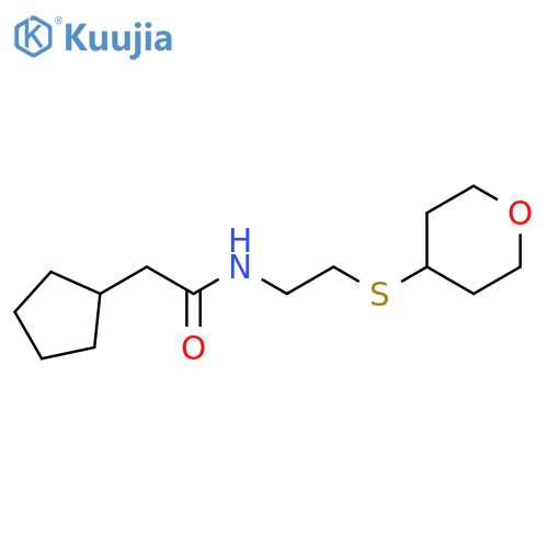 2-cyclopentyl-N-[2-(oxan-4-ylsulfanyl)ethyl]acetamide structure