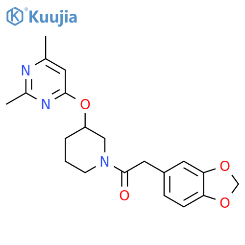 2-(2H-1,3-benzodioxol-5-yl)-1-{3-[(2,6-dimethylpyrimidin-4-yl)oxy]piperidin-1-yl}ethan-1-one structure
