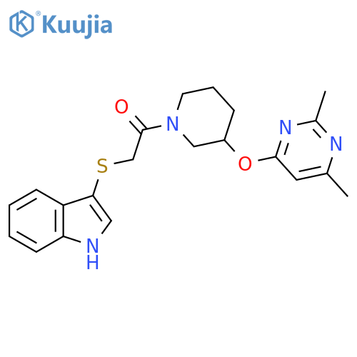 1-{3-[(2,6-dimethylpyrimidin-4-yl)oxy]piperidin-1-yl}-2-(1H-indol-3-ylsulfanyl)ethan-1-one structure