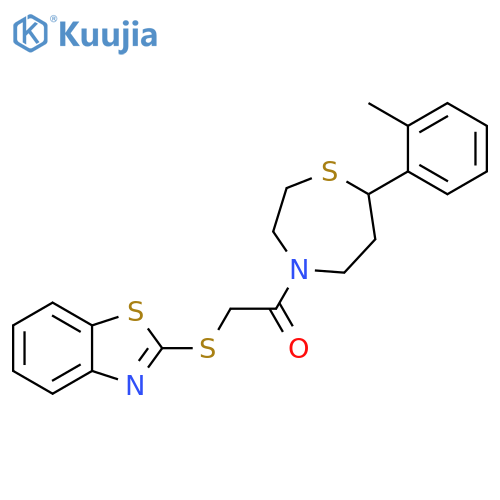 2-(1,3-benzothiazol-2-ylsulfanyl)-1-7-(2-methylphenyl)-1,4-thiazepan-4-ylethan-1-one structure