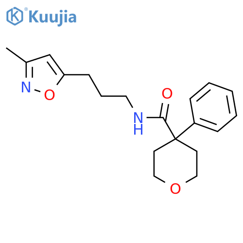 N-3-(3-methyl-1,2-oxazol-5-yl)propyl-4-phenyloxane-4-carboxamide structure