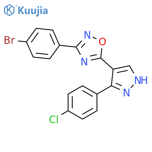 3-(4-bromophenyl)-5-3-(4-chlorophenyl)-1H-pyrazol-4-yl-1,2,4-oxadiazole structure