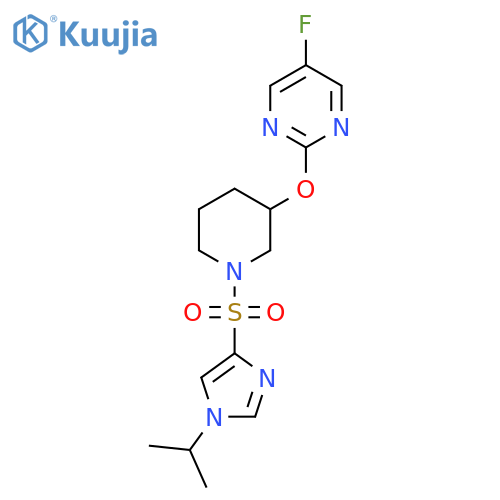 5-fluoro-2-(1-{1-(propan-2-yl)-1H-imidazol-4-ylsulfonyl}piperidin-3-yl)oxypyrimidine structure
