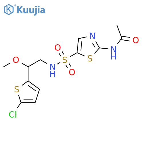 N-(5-{[2-(5-chlorothiophen-2-yl)-2-methoxyethyl]sulfamoyl}-1,3-thiazol-2-yl)acetamide structure