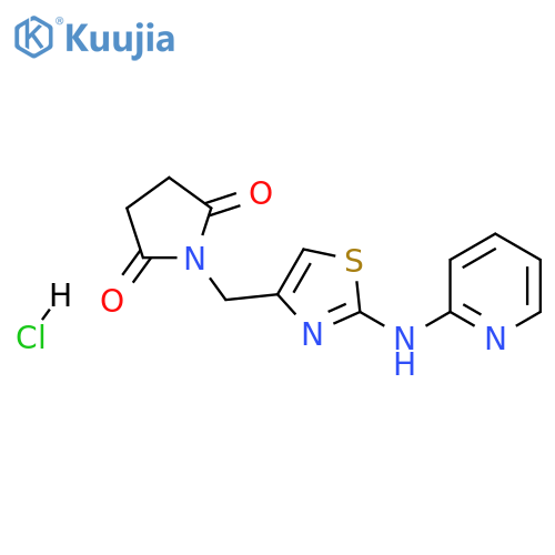 1-[[2-(pyridin-2-ylamino)-1,3-thiazol-4-yl]methyl]pyrrolidine-2,5-dione:hydrochloride structure