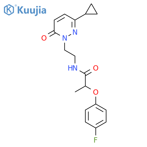 N-[2-(3-cyclopropyl-6-oxo-1,6-dihydropyridazin-1-yl)ethyl]-2-(4-fluorophenoxy)propanamide structure