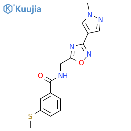 N-{[3-(1-methyl-1H-pyrazol-4-yl)-1,2,4-oxadiazol-5-yl]methyl}-3-(methylsulfanyl)benzamide structure