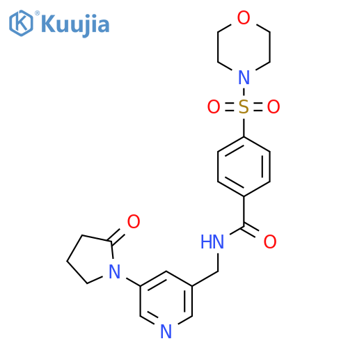 4-(morpholine-4-sulfonyl)-N-{[5-(2-oxopyrrolidin-1-yl)pyridin-3-yl]methyl}benzamide structure