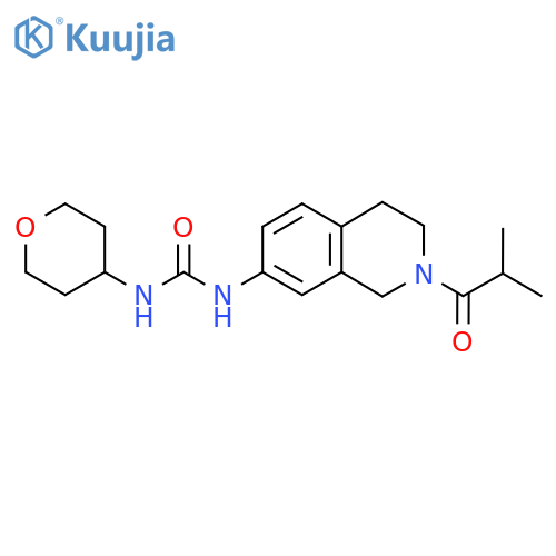 3-[2-(2-methylpropanoyl)-1,2,3,4-tetrahydroisoquinolin-7-yl]-1-(oxan-4-yl)urea structure