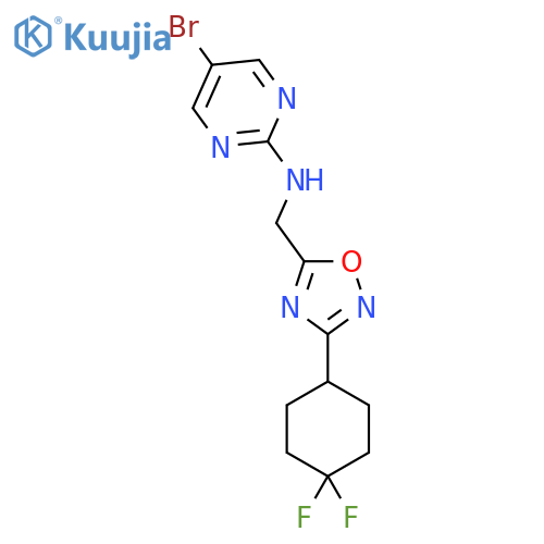 5-bromo-N-{[3-(4,4-difluorocyclohexyl)-1,2,4-oxadiazol-5-yl]methyl}pyrimidin-2-amine structure