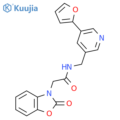 N-{5-(furan-2-yl)pyridin-3-ylmethyl}-2-(2-oxo-2,3-dihydro-1,3-benzoxazol-3-yl)acetamide structure