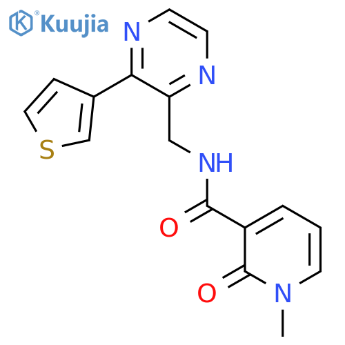 1-methyl-2-oxo-N-{3-(thiophen-3-yl)pyrazin-2-ylmethyl}-1,2-dihydropyridine-3-carboxamide structure