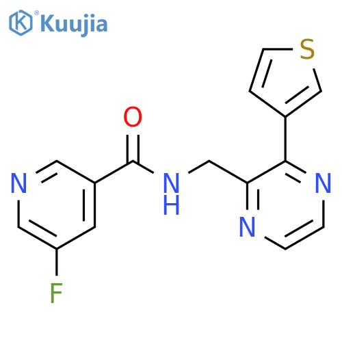 5-fluoro-N-{3-(thiophen-3-yl)pyrazin-2-ylmethyl}pyridine-3-carboxamide structure