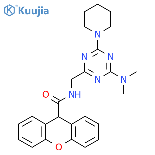 N-{4-(dimethylamino)-6-(piperidin-1-yl)-1,3,5-triazin-2-ylmethyl}-9H-xanthene-9-carboxamide structure