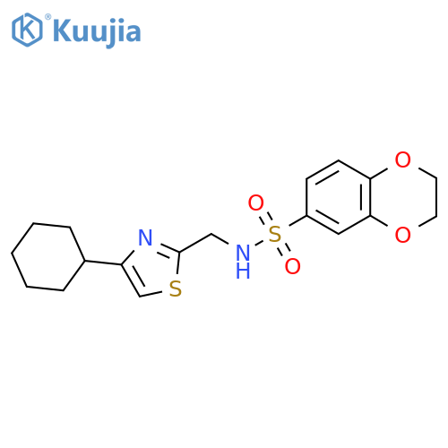 N-(4-cyclohexyl-1,3-thiazol-2-yl)methyl-2,3-dihydro-1,4-benzodioxine-6-sulfonamide structure